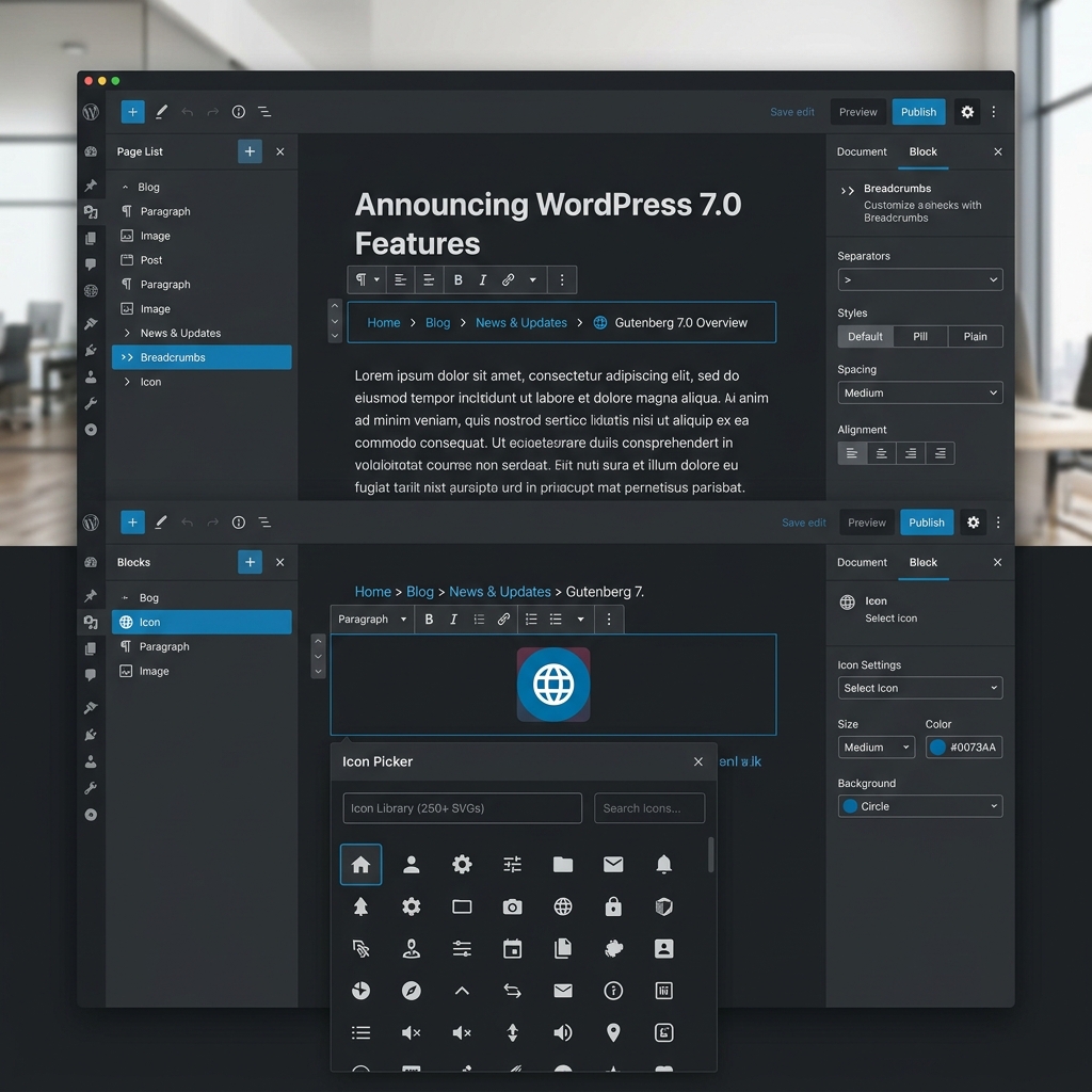 WordPress 7.0 New Blocks