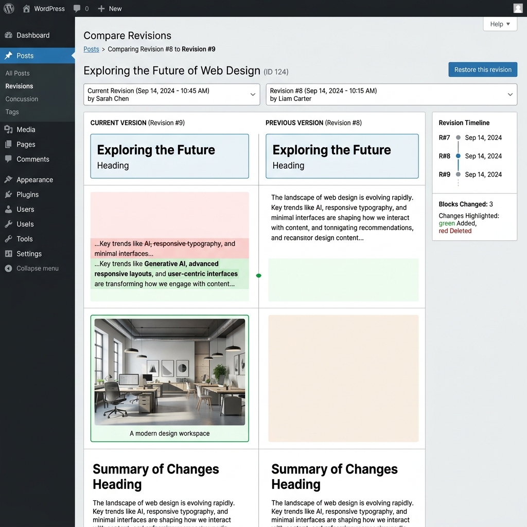 WordPress 7.0 Visual Revisions